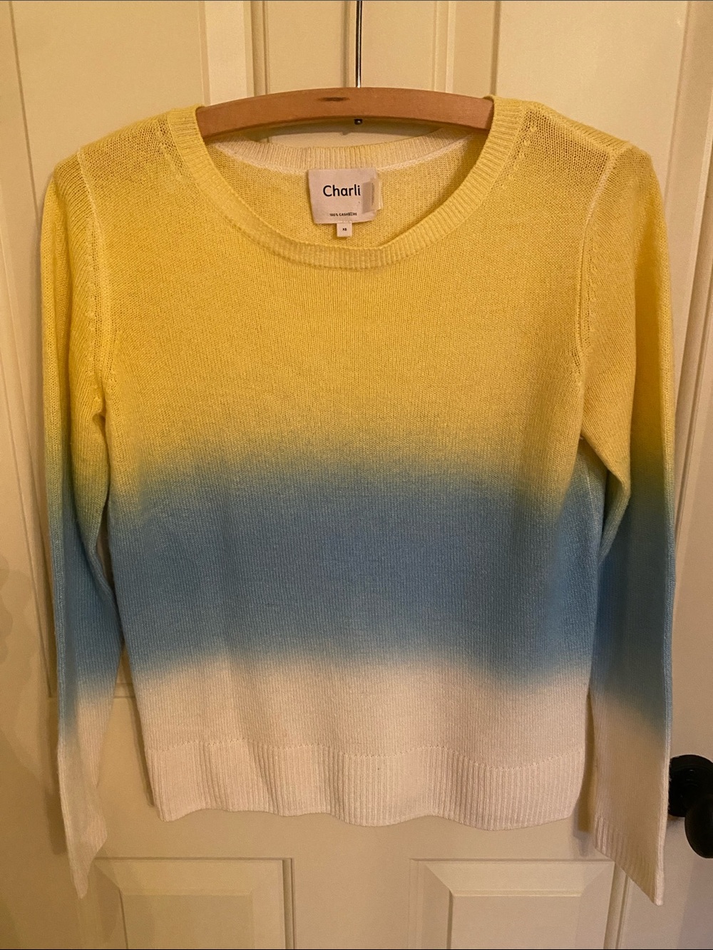 Charli 100% cashmere summer weight sweater Colour Block Size XS FITS LARGER EUC